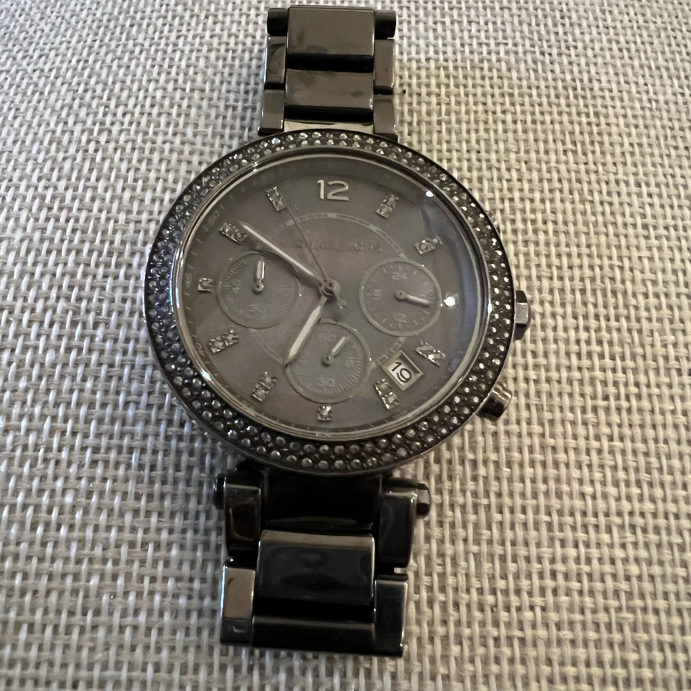 Michael Kors Steel Grey -Double row of bling trim.